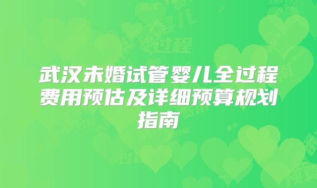 武汉未婚试管婴儿全过程费用预估及详细预算规划指南