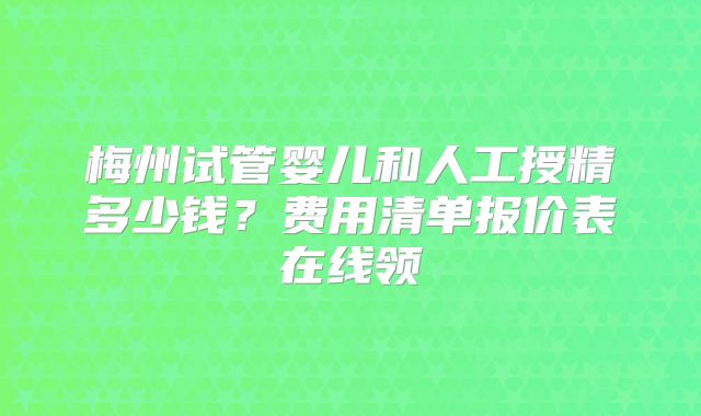 梅州试管婴儿和人工授精多少钱？费用清单报价表在线领