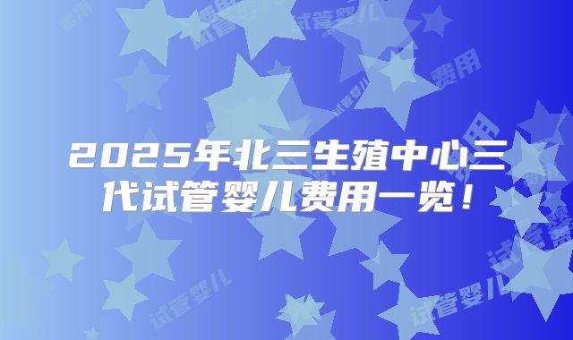 2025年北三生殖中心三代试管婴儿费用一览！