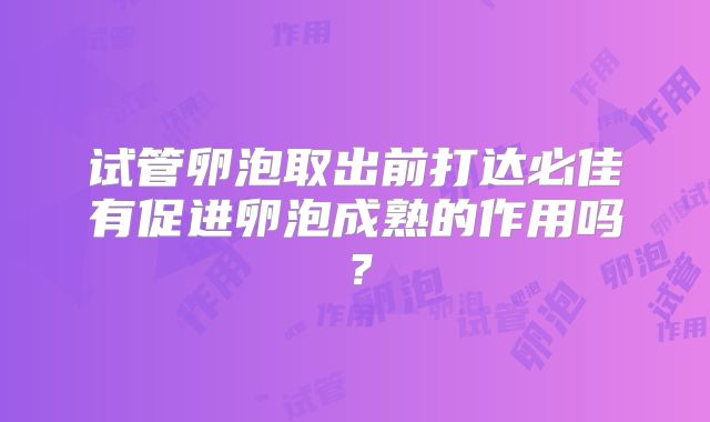试管卵泡取出前打达必佳有促进卵泡成熟的作用吗？