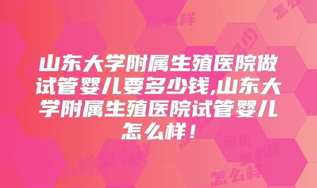 山东大学附属生殖医院做试管婴儿要多少钱,山东大学附属生殖医院试管婴儿怎么样！