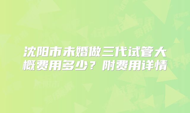 沈阳市未婚做三代试管大概费用多少？附费用详情