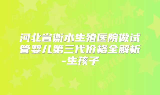 河北省衡水生殖医院做试管婴儿第三代价格全解析-生孩子