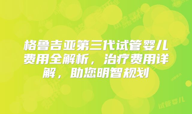 格鲁吉亚第三代试管婴儿费用全解析，治疗费用详解，助您明智规划