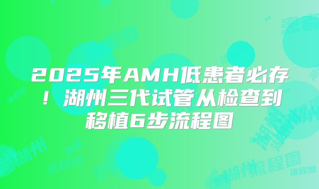 2025年AMH低患者必存！湖州三代试管从检查到移植6步流程图