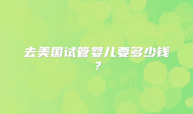 去美国试管婴儿要多少钱？