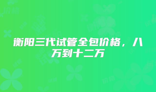 衡阳三代试管全包价格，八万到十二万