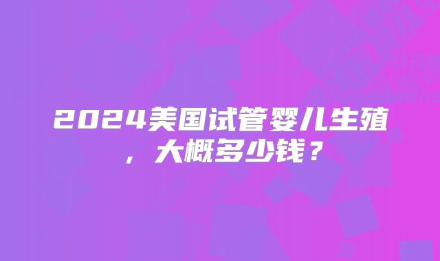 2024美国试管婴儿生殖，大概多少钱？