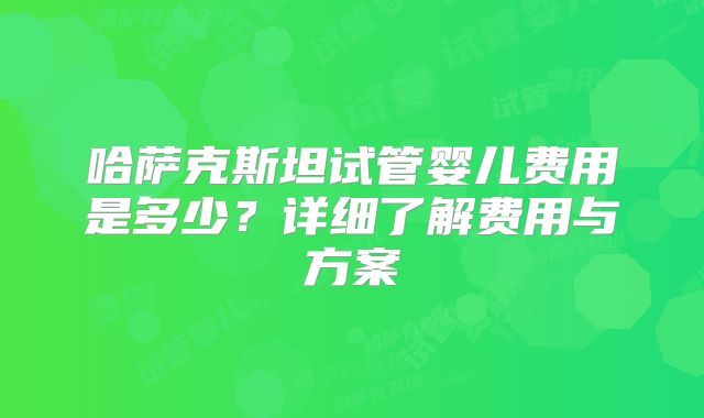 哈萨克斯坦试管婴儿费用是多少？详细了解费用与方案