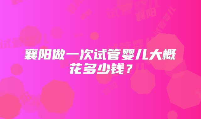 襄阳做一次试管婴儿大概花多少钱？