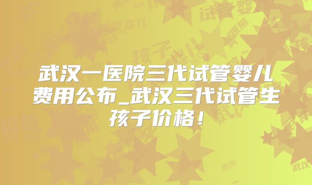 武汉一医院三代试管婴儿费用公布_武汉三代试管生孩子价格！