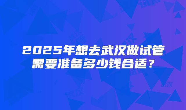 2025年想去武汉做试管需要准备多少钱合适?