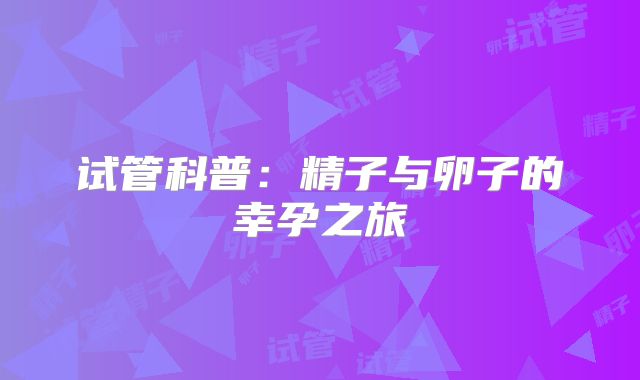 试管科普：精子与卵子的幸孕之旅