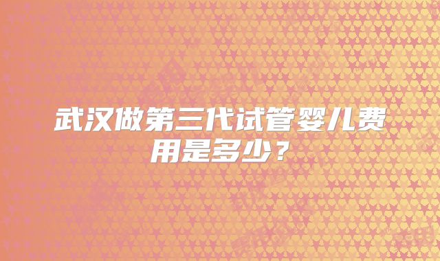 武汉做第三代试管婴儿费用是多少？