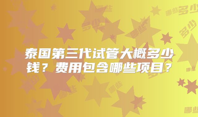 泰国第三代试管大概多少钱？费用包含哪些项目？