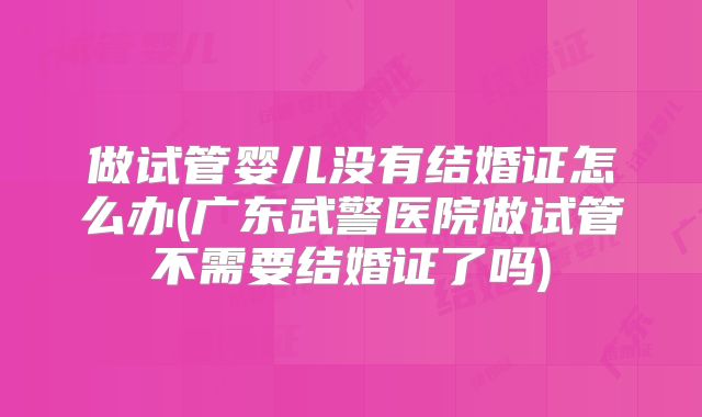 做试管婴儿没有结婚证怎么办(广东武警医院做试管不需要结婚证了吗)