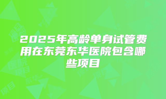 2025年高龄单身试管费用在东莞东华医院包含哪些项目
