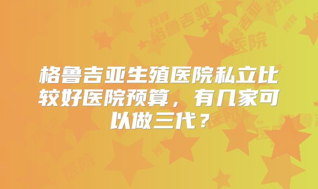 格鲁吉亚生殖医院私立比较好医院预算，有几家可以做三代？