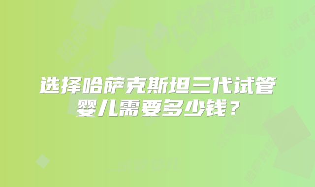选择哈萨克斯坦三代试管婴儿需要多少钱？