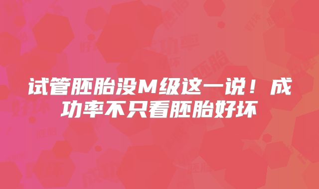 试管胚胎没M级这一说！成功率不只看胚胎好坏