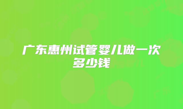 广东惠州试管婴儿做一次多少钱