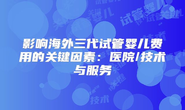影响海外三代试管婴儿费用的关键因素：医院/技术与服务
