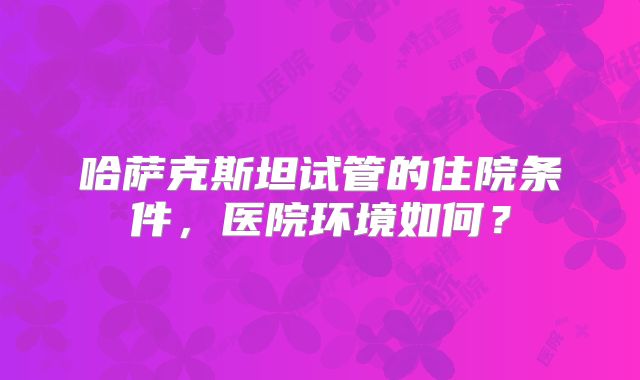 哈萨克斯坦试管的住院条件，医院环境如何？