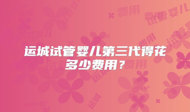 运城试管婴儿第三代得花多少费用？