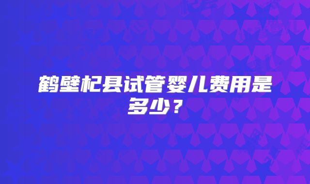 鹤壁杞县试管婴儿费用是多少？