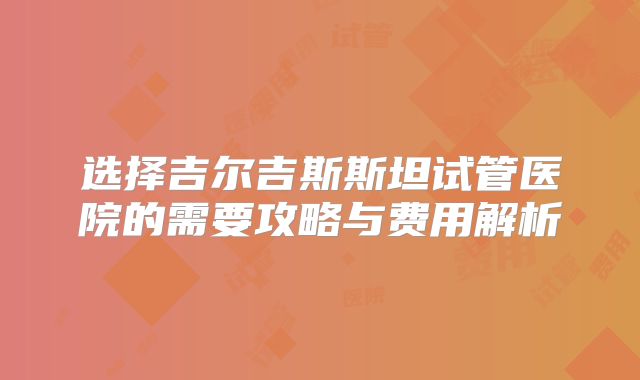 选择吉尔吉斯斯坦试管医院的需要攻略与费用解析