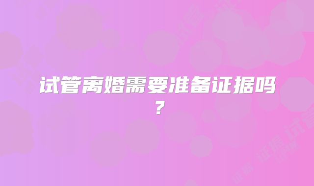 试管离婚需要准备证据吗?