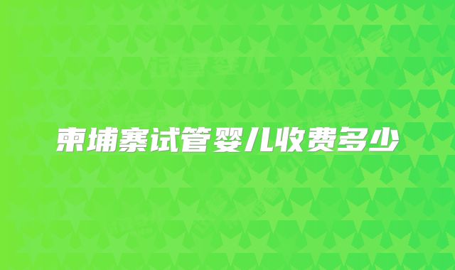 柬埔寨试管婴儿收费多少
