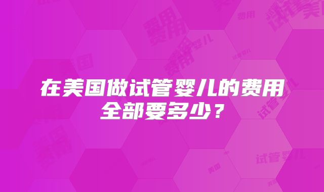 在美国做试管婴儿的费用全部要多少？