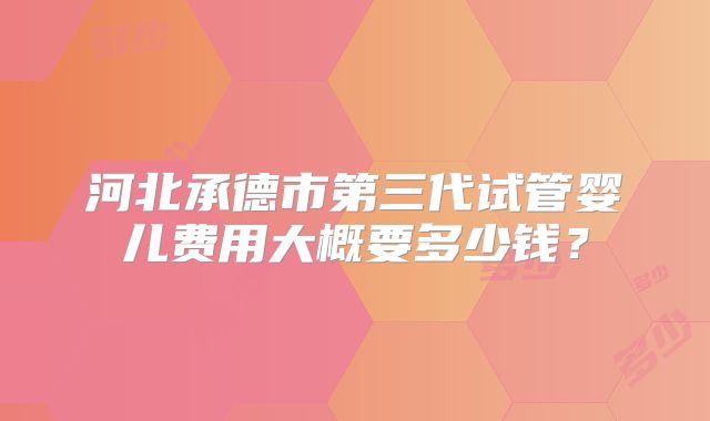 河北承德市第三代试管婴儿费用大概要多少钱？