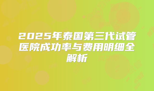 2025年泰国第三代试管医院成功率与费用明细全解析