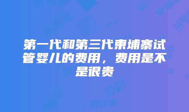 第一代和第三代柬埔寨试管婴儿的费用,费用是不是很贵