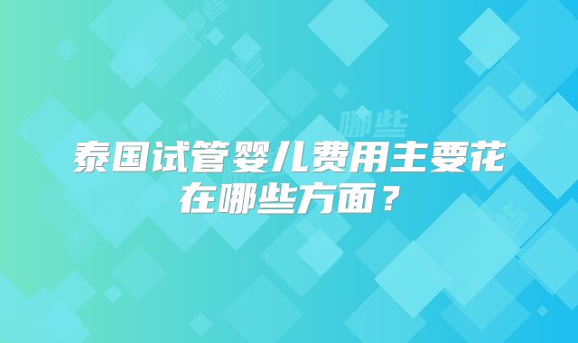 泰国试管婴儿费用主要花在哪些方面？