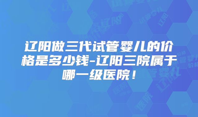 辽阳做三代试管婴儿的价格是多少钱-辽阳三院属于哪一级医院！