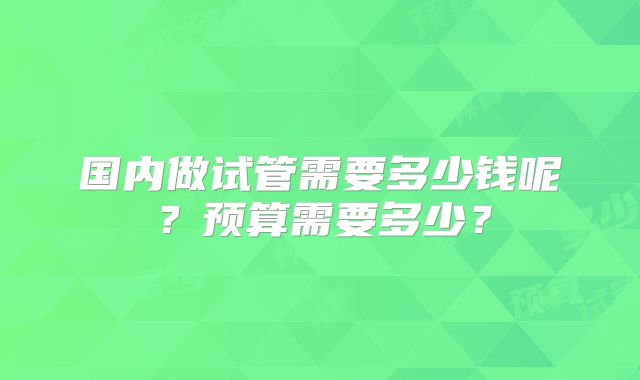 国内做试管需要多少钱呢?预算需要多少?