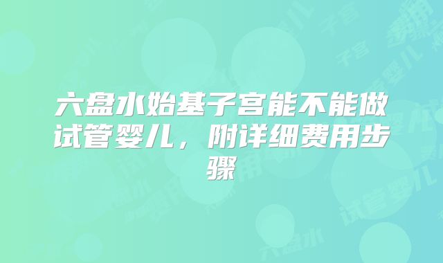 六盘水始基子宫能不能做试管婴儿，附详细费用步骤
