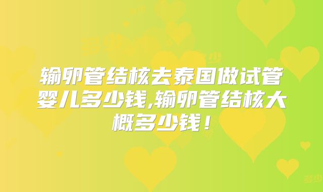 输卵管结核去泰国做试管婴儿多少钱,输卵管结核大概多少钱！