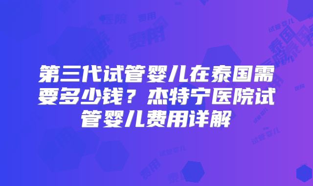 第三代试管婴儿在泰国需要多少钱？杰特宁医院试管婴儿费用详解