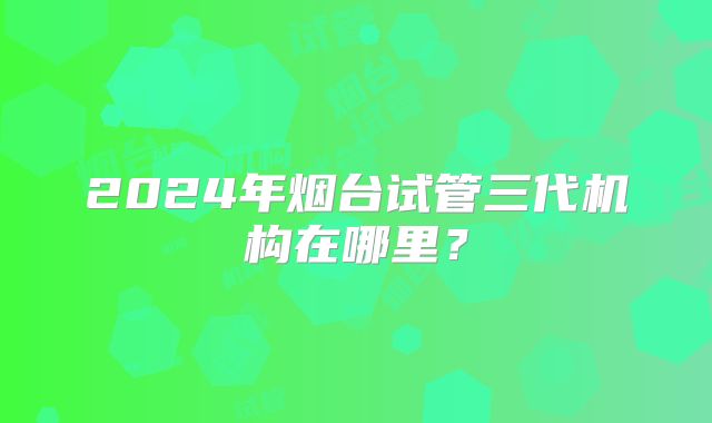 2024年烟台试管三代机构在哪里？