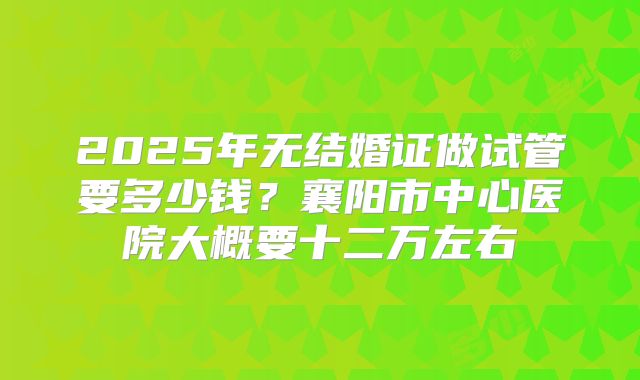 2025年无结婚证做试管要多少钱？襄阳市中心医院大概要十二万左右