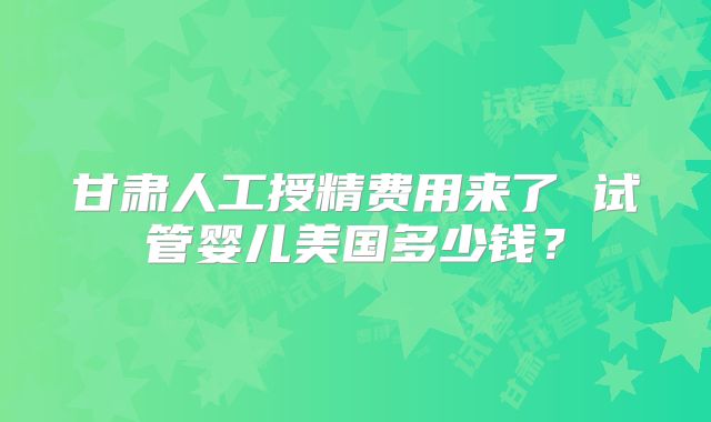 甘肃人工授精费用来了 试管婴儿美国多少钱?