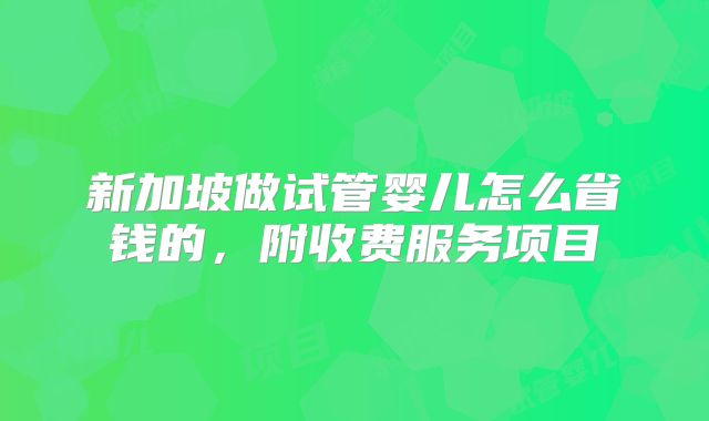 新加坡做试管婴儿怎么省钱的，附收费服务项目