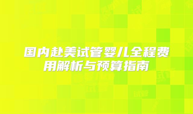 国内赴美试管婴儿全程费用解析与预算指南