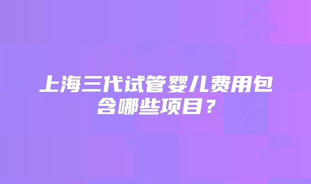 上海三代试管婴儿费用包含哪些项目？
