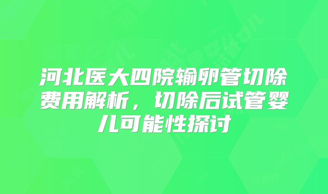 河北医大四院输卵管切除费用解析，切除后试管婴儿可能性探讨