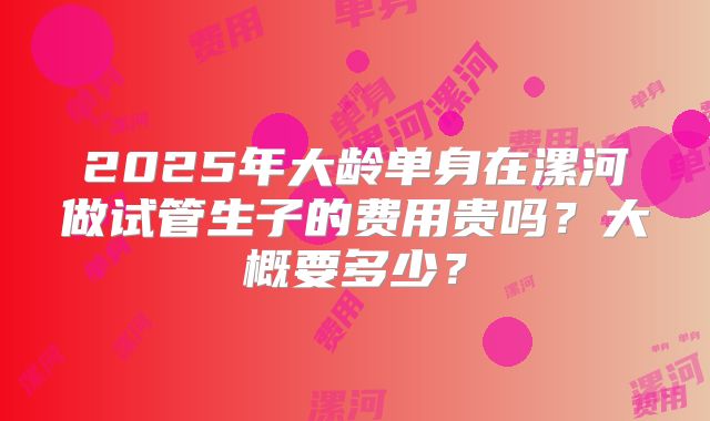 2025年大龄单身在漯河做试管生子的费用贵吗？大概要多少？